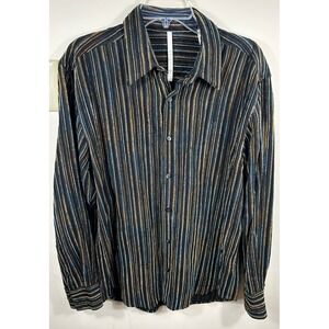 AXIS Striped Silk Blend Button Down Shirt Men M Funky Retro Long Sleeve Party